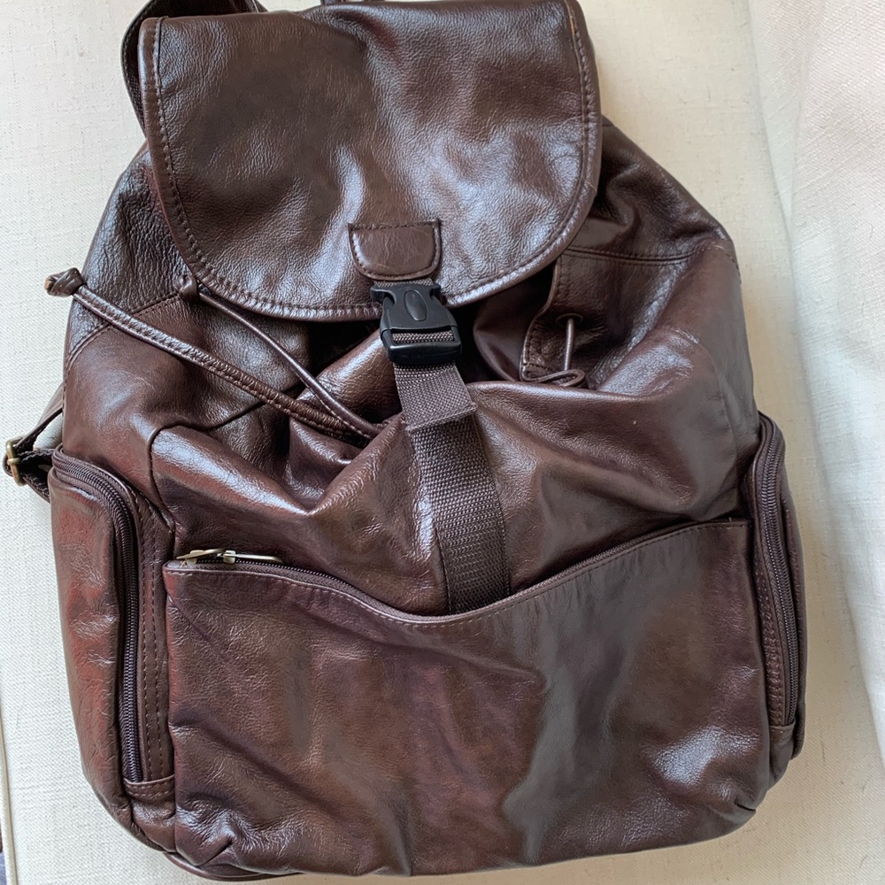 APC dark brown leather backpack